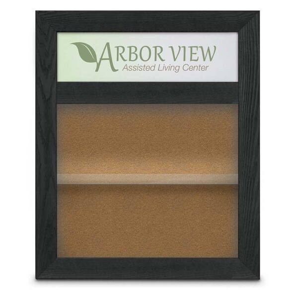 Outdoor Enclosed Combo Board, 42"x32", Bronze Frame/Blue & Buff